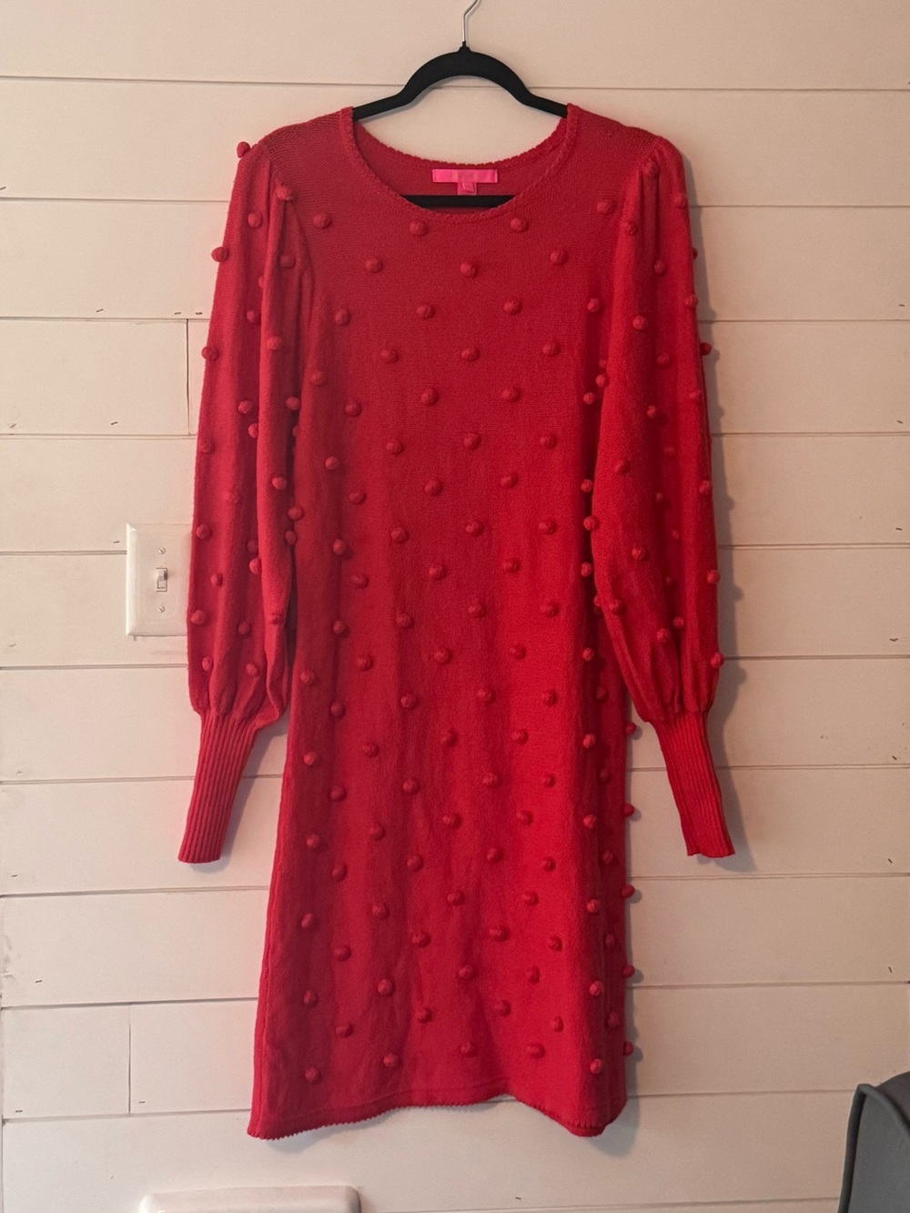Lilly Pulitzer Red Kippa Pom-Pom Knit Sweater Dress - Picture 3 of 12
